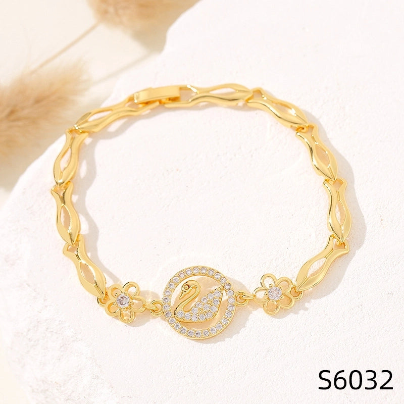 Minimalist Flower Copper Inlay Zircon Bracelets