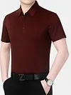 Men's Mulberry Silk Short Sleeve Polo Shirt 2026 Summer Solid Color Business Casual Dad Style