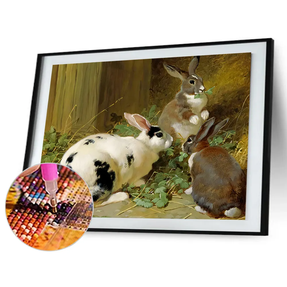 Full Round Diamond Painting 40*30cm - Rabbit Nest