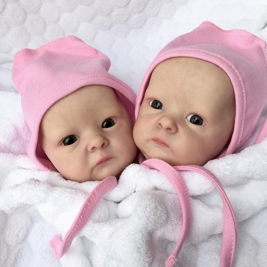 16 Inches Realistic Iris and Ivory Open Eyes Reborn Twins Girl-Tink Series