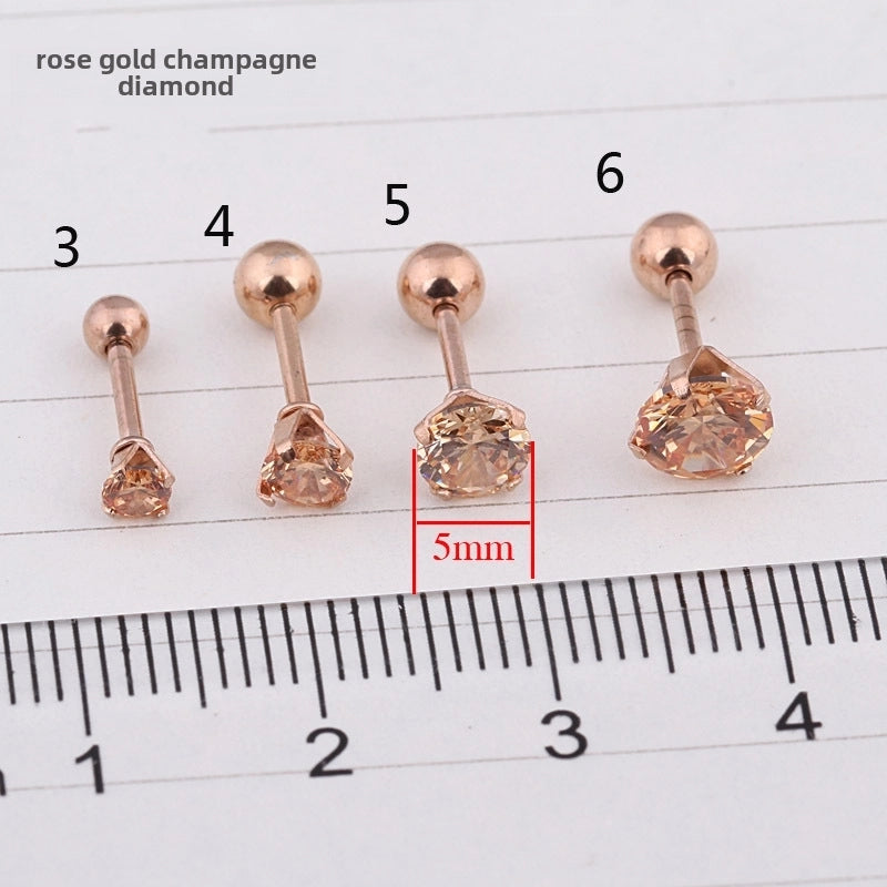 Medical Titanium Steel Zircon Stud Earrings Korean Girls Men’s Diamond Earrings Fashion Ear Bone Nails