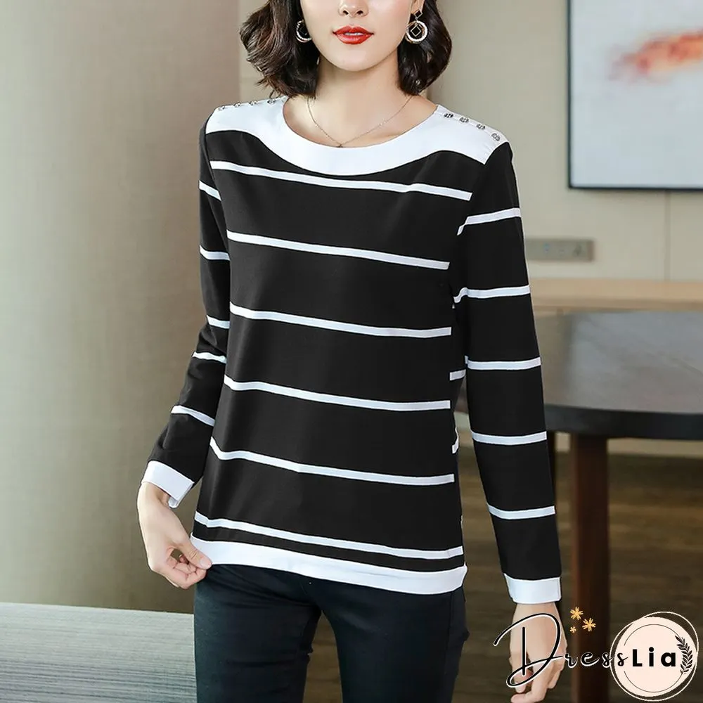 Bobokateer Long Sleeve Striped Shirt Womens Clothes Tee Femme T-Shirt Women Tshirts Mujer