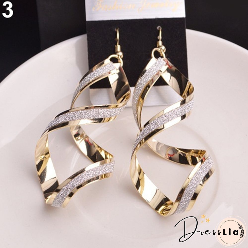 Women's Fashion Alloy Dull Polish Spiral Drop Hook Dangle Eardrop Earrings Jewelry