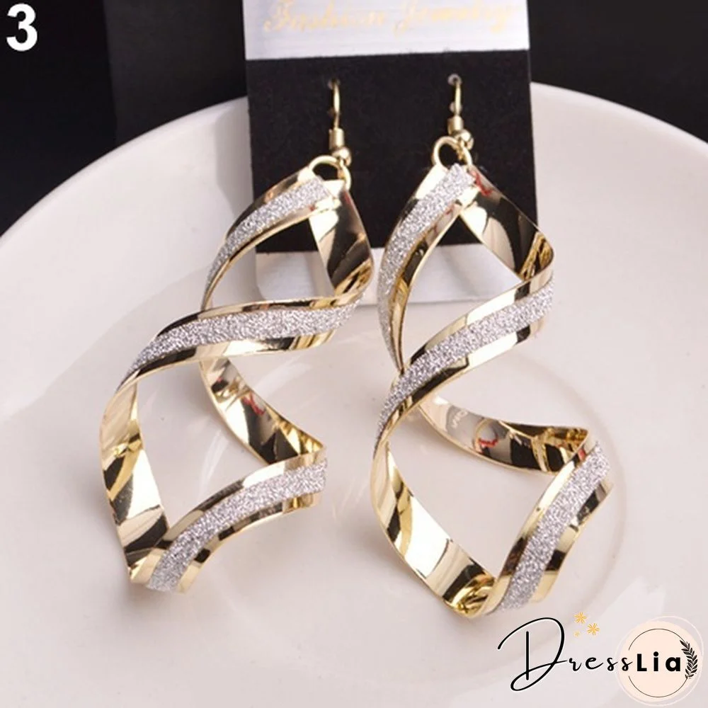 Women's Fashion Alloy Dull Polish Spiral Drop Hook Dangle Eardrop Earrings Jewelry