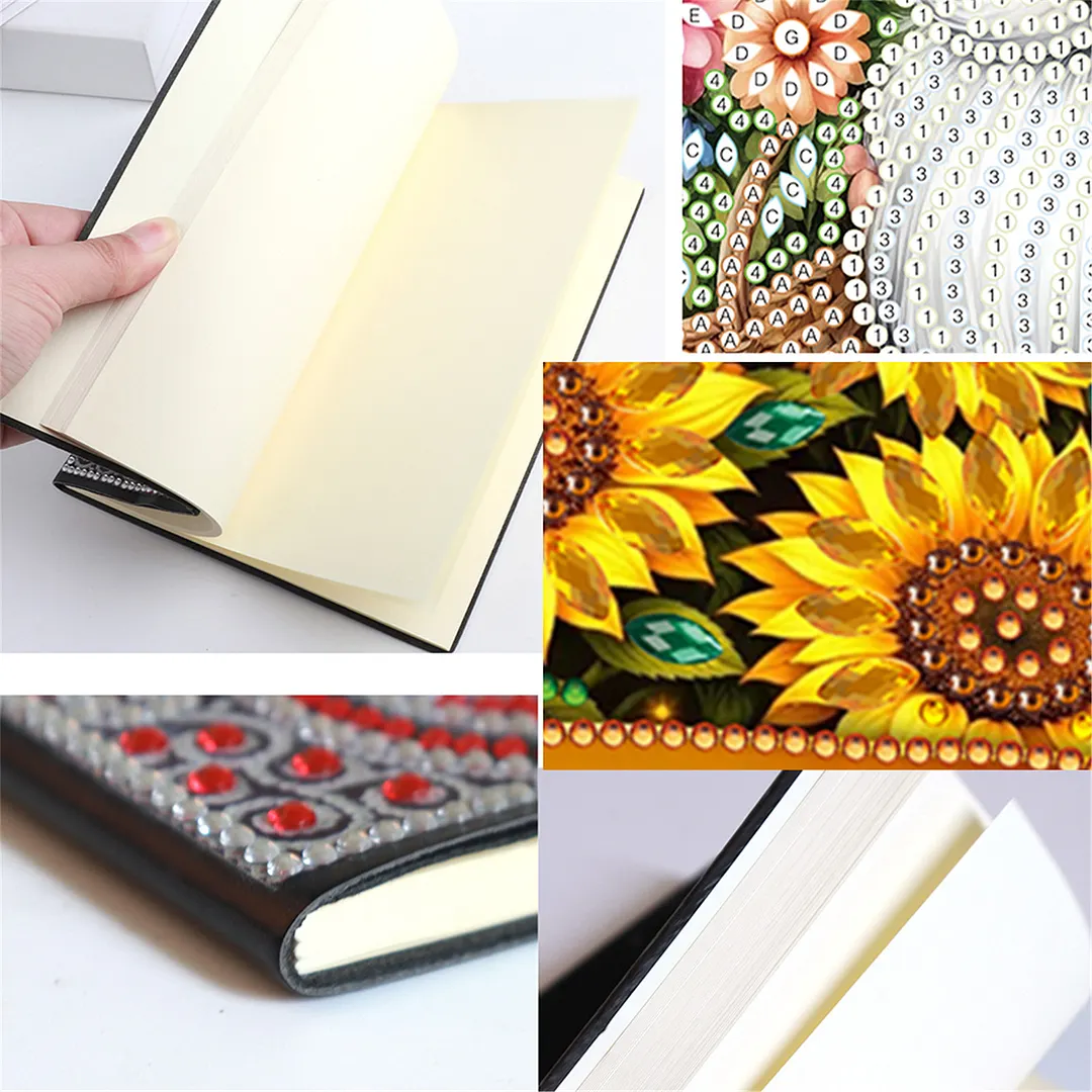 DIY Flower Diamond Painting Journals Notebooks 50 Pages A5 No Lines Special Shaped Diamond Art Kits for Beginners Craft Lovers and Artists (Sunflower)