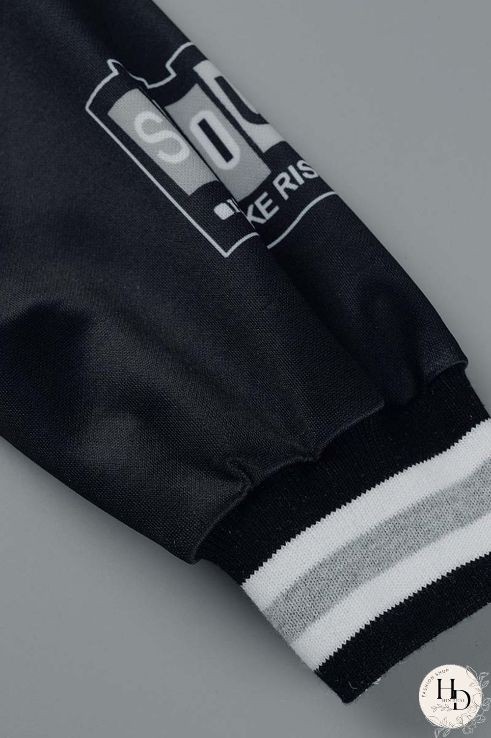 Rose Red Casual Letter Print Patchwork Cardigan O Neck Long Sleeve Two Pieces