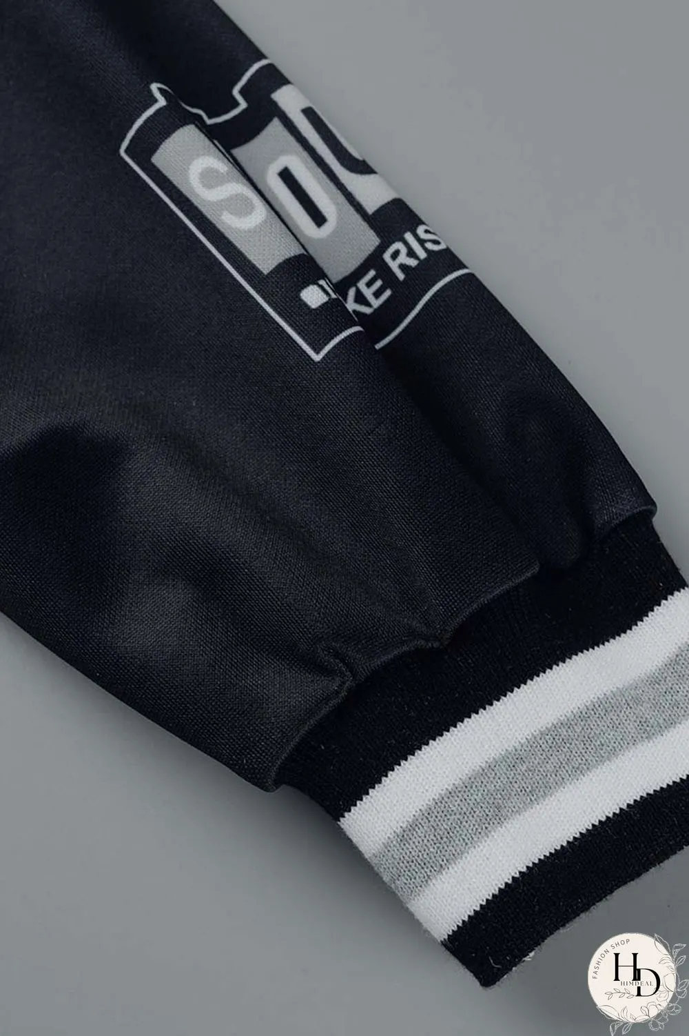 Rose Red Casual Letter Print Patchwork Cardigan O Neck Long Sleeve Two Pieces