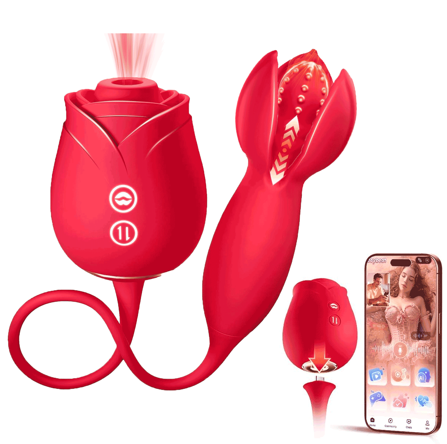 RoseStar &ndash; Detachable Rose Suction Toy with Bloom-Shaped G-Spot Tip, App-Controlled By Rose Toy