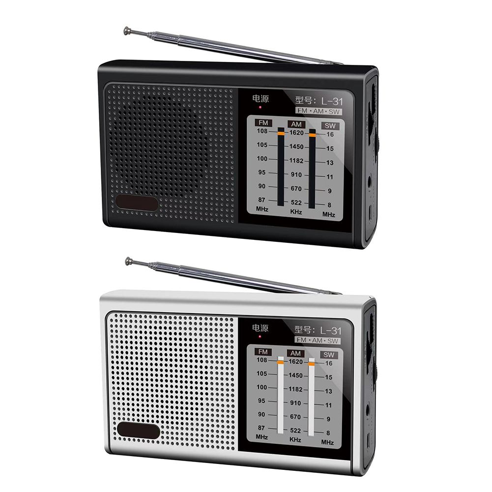 

L-31 Mini Full Band Radio Handheld FM AM SW Retro Speaker with Antenna, Black, 501 Original