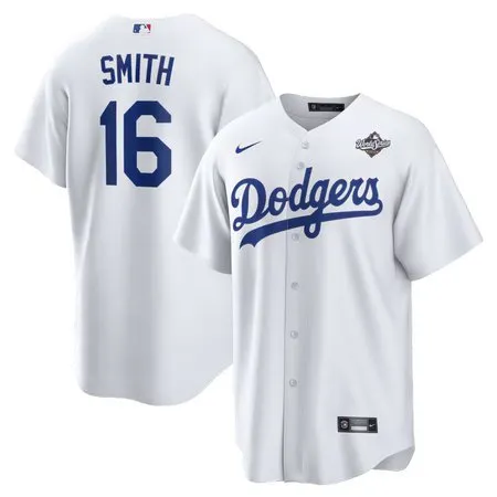 Youth Los Angeles Dodgers #16 Will Smith  White 2025 World Series Home Replica Player Jersey