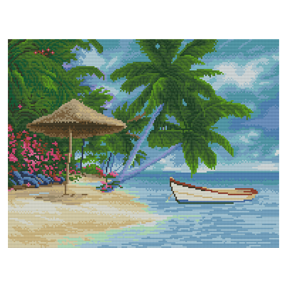 

Beach - 11CT Stamped Cross Stitch - 50*40CM, 501 Original