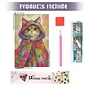 Diamond Painting -DIY Round Drill Cat with a Hat(40x60cm)