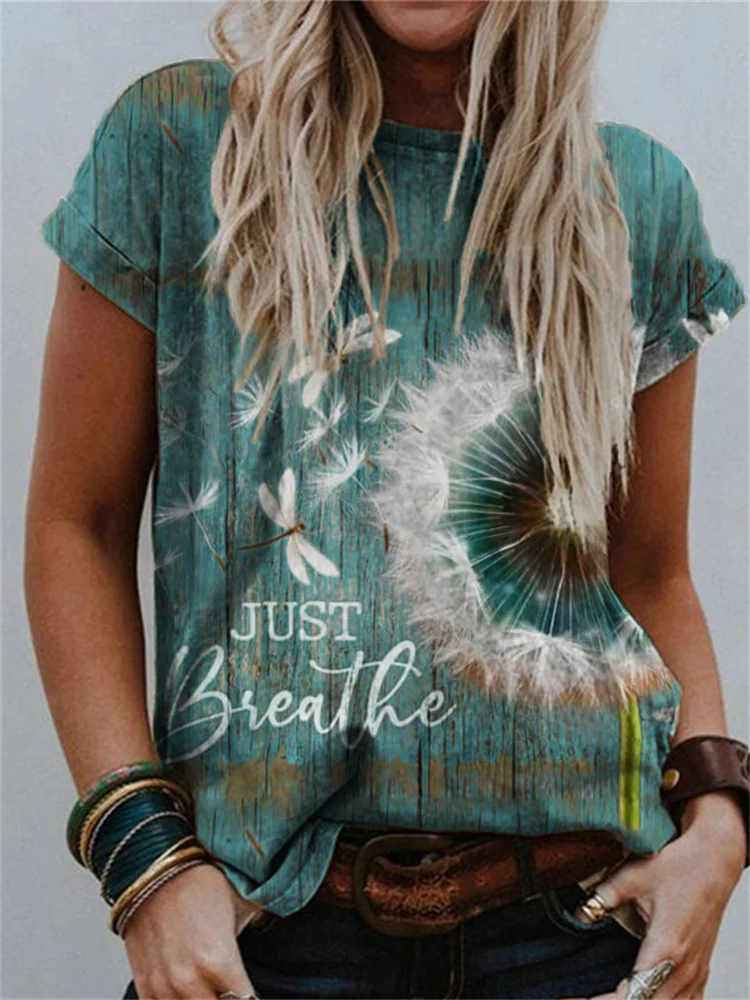 Just Breathe Dandelions & Dragonflies T Shirt