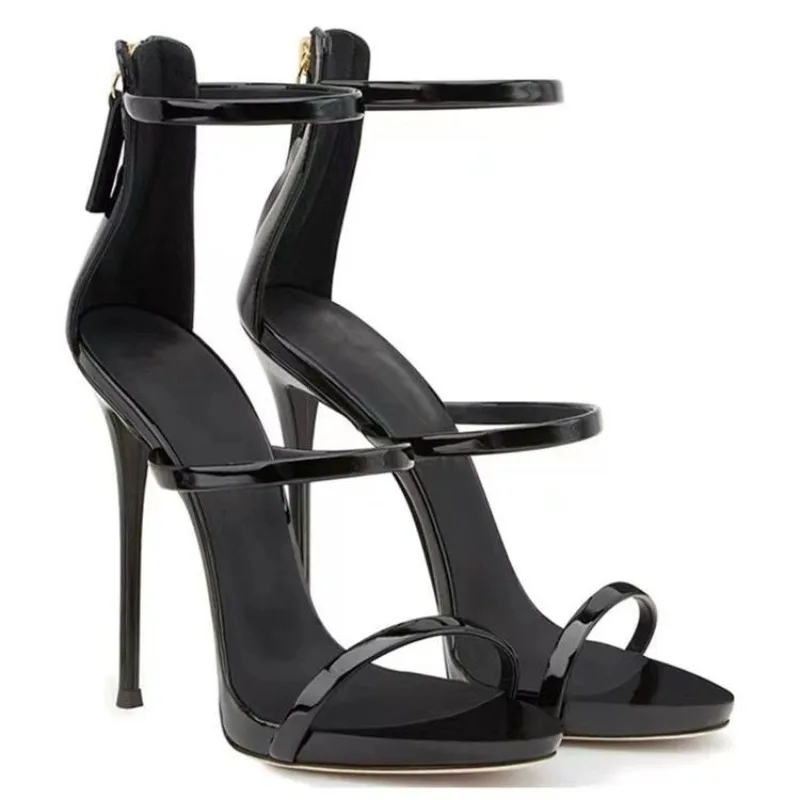 Women's Stiletto Heels Sandals High-quality Zipper Strap Combination High Heels