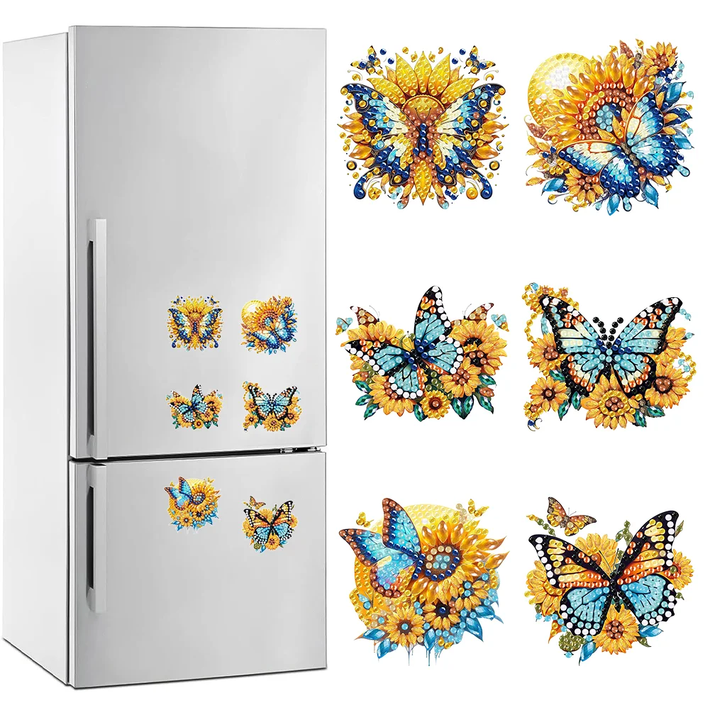 6PCS Butterfly  Special Shape Diamond Painting Magnets Refrigerator