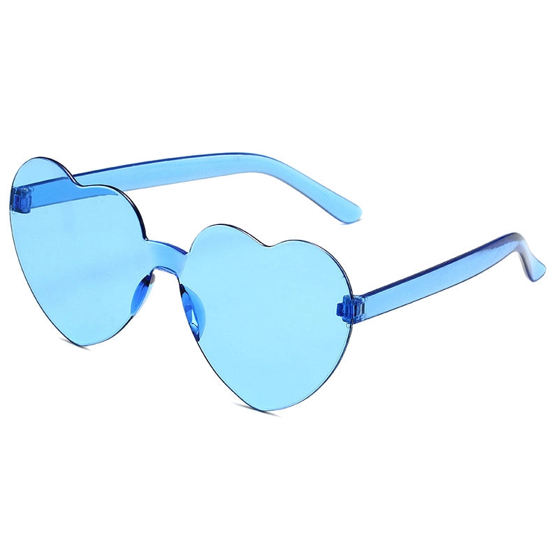 Transparent Jelly Color Love Sunglasses Men’s And Women’s Peach Heart Sunglasses Heart-shaped Conjoined Love Sunglasses