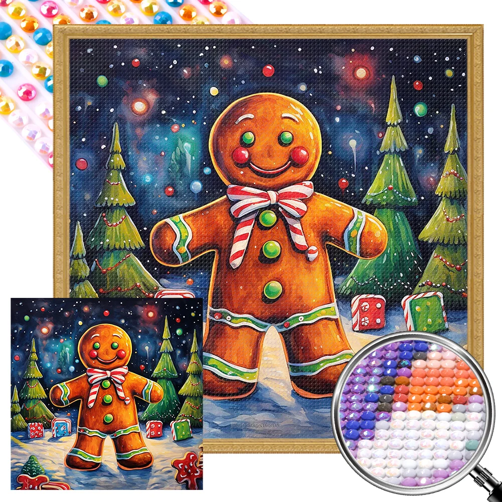 Partial AB Diamond Painting - Full Round Drill - Gingerbread Man(Canvas|45*45cm)