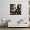 Girl With Cat-11CT Stamped Cross Stitch 50*50cm/19.69*19.69in