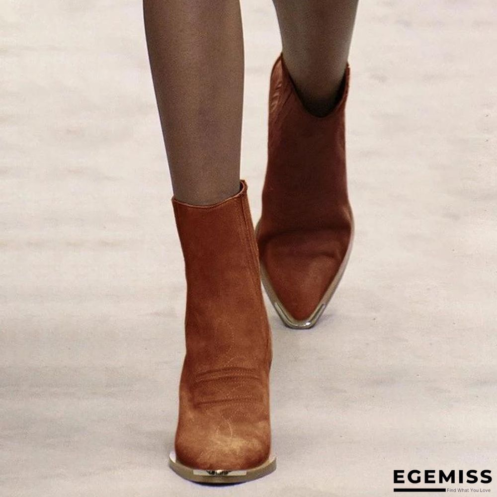 Chunky Heel Pointed Ankle Boots | EGEMISS