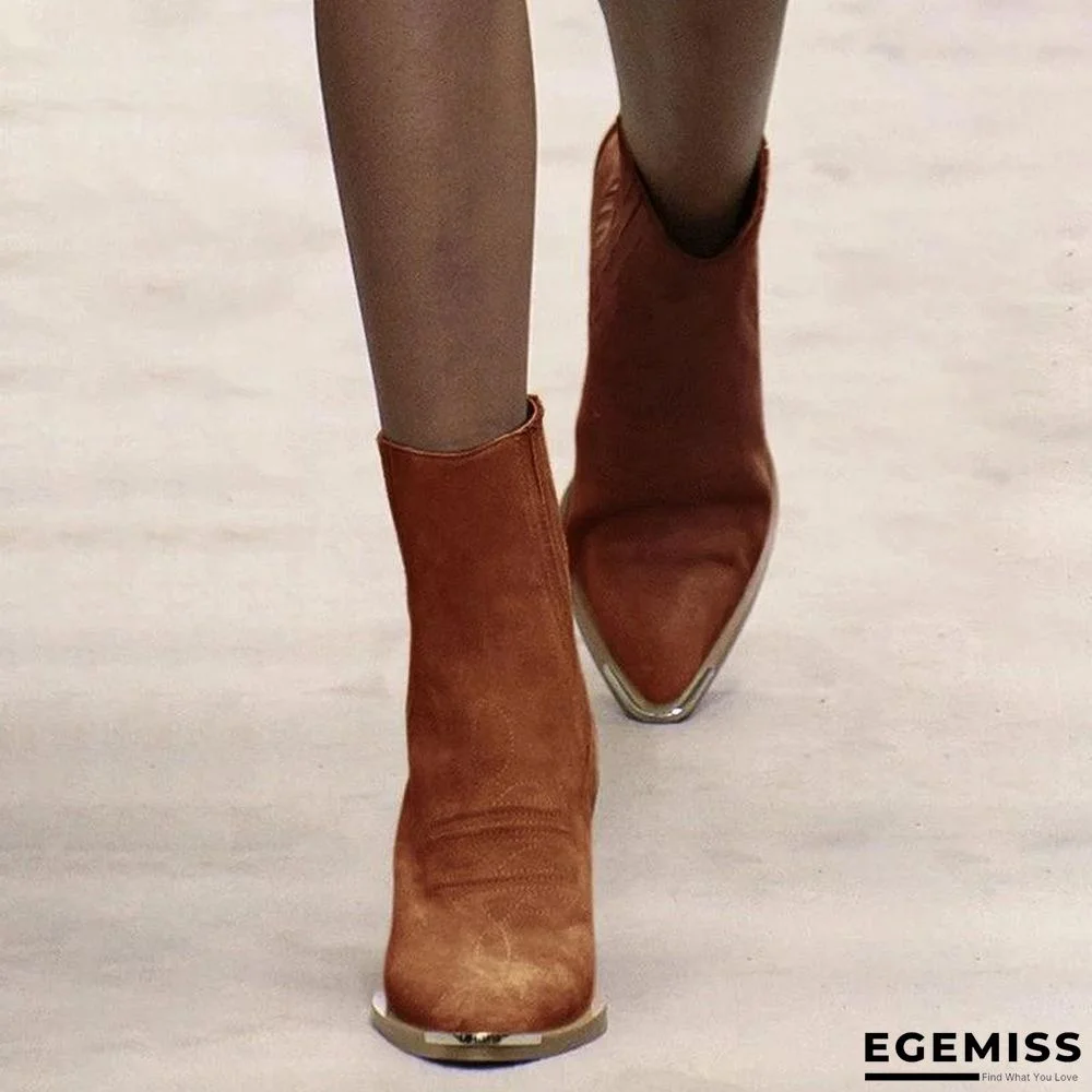Chunky Heel Pointed Ankle Boots | EGEMISS