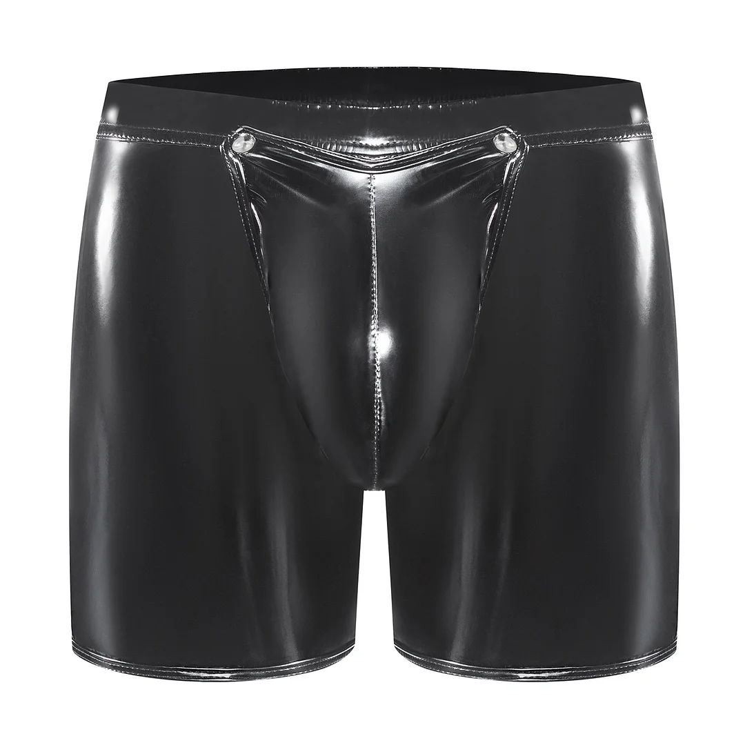 Toloer Toloer Men's PVC Bright Leather Boxers Sexy Open File Lekhoers Size Accurate No Smell-Outfit Ideas