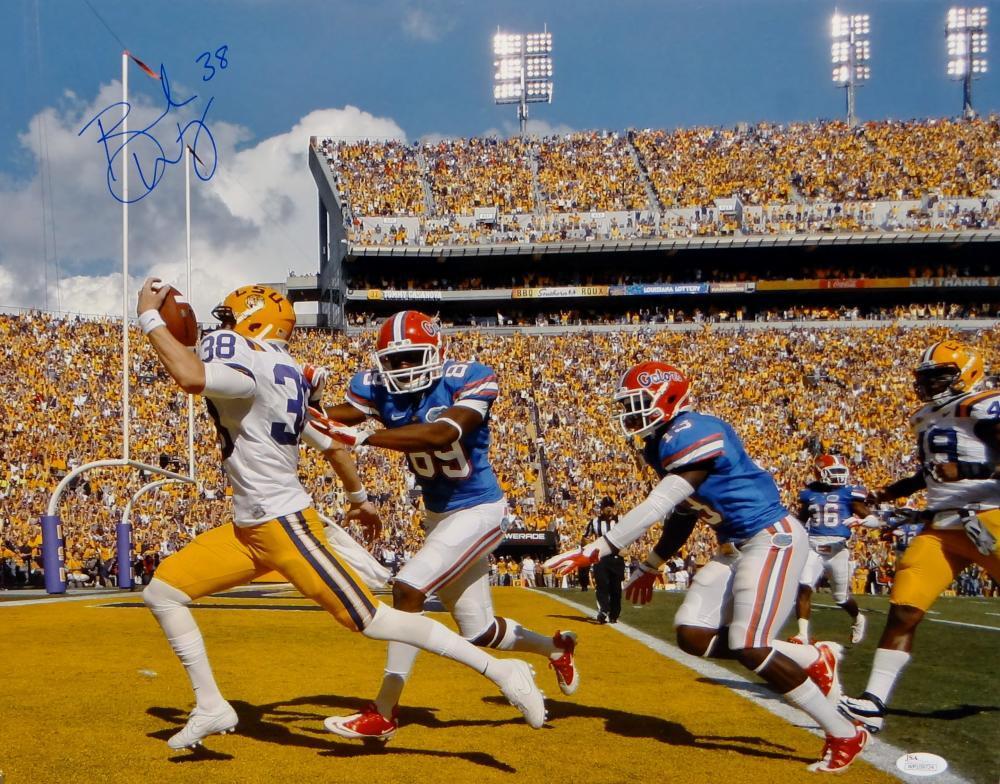 Brad Wing Autographed LSU Tigers 16x20 TD Run Photo Poster painting- JSA Witnessed Auth