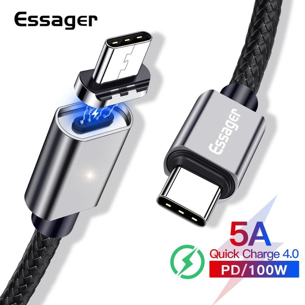 Magnetic USB Type C To USB C Cable For MacBook Pro 100W PD For Samsung Note 10