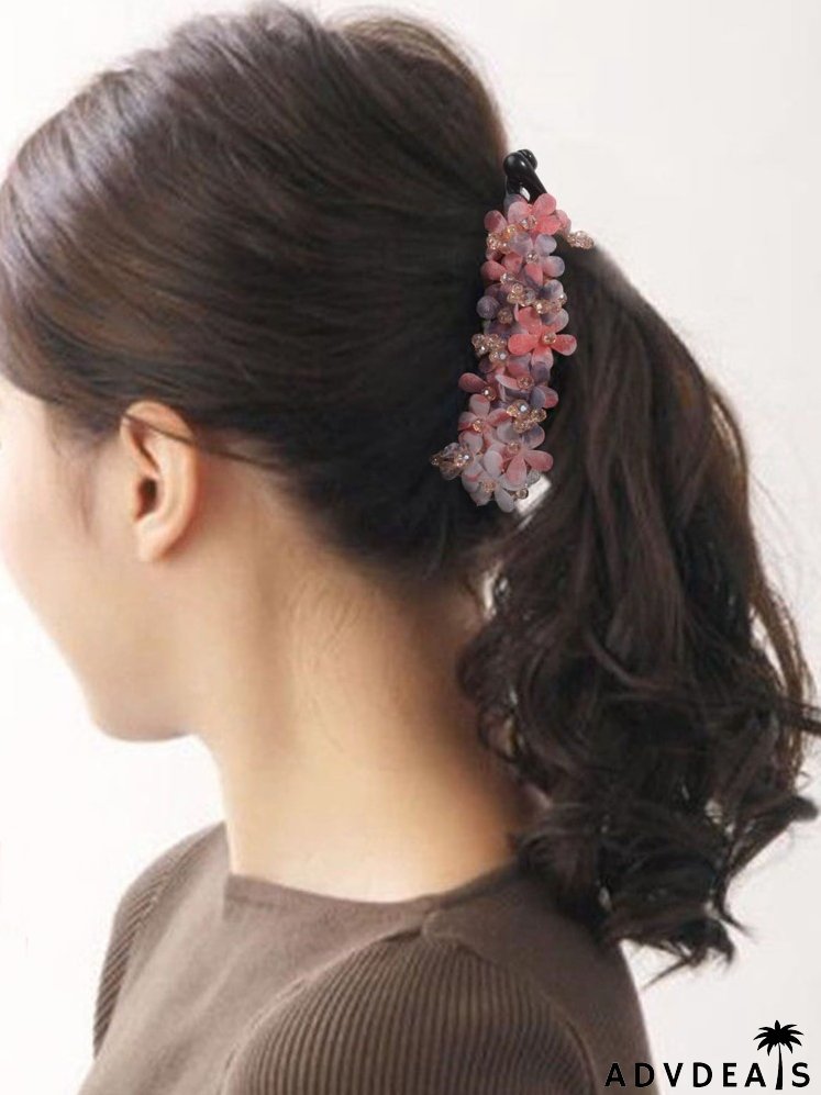 Flower & Bead Decor Banana Clip