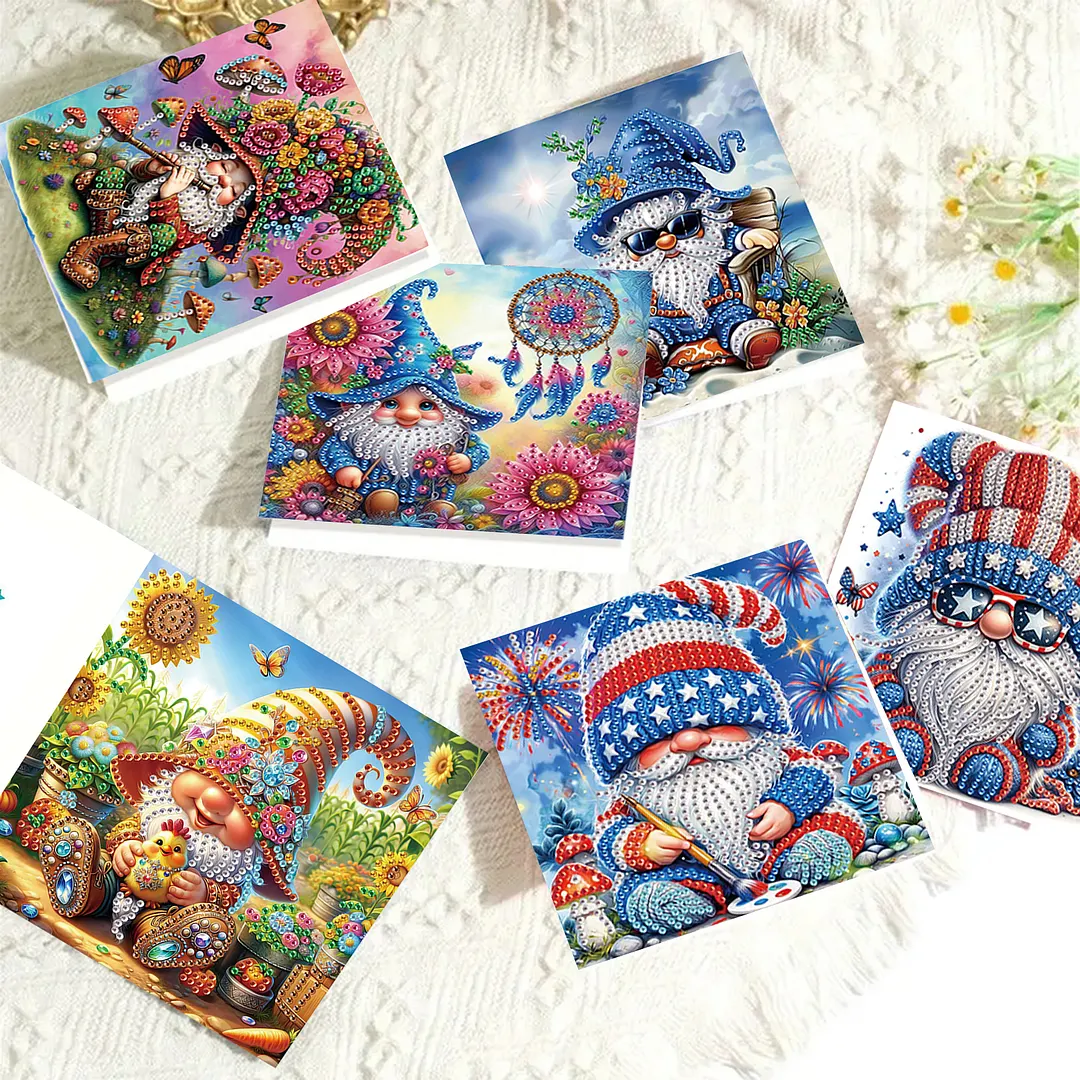 6PCS Goblin DIY Diamond Painting Greeting Card Set with Envelopes for Adults Gifts