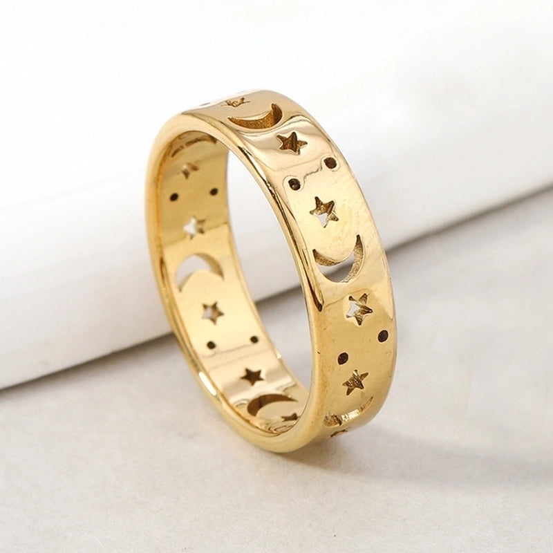 Elegant Star Moon Titanium Steel Rings