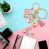DIY Pink Tassel Ring Letter Butterfly Keychain