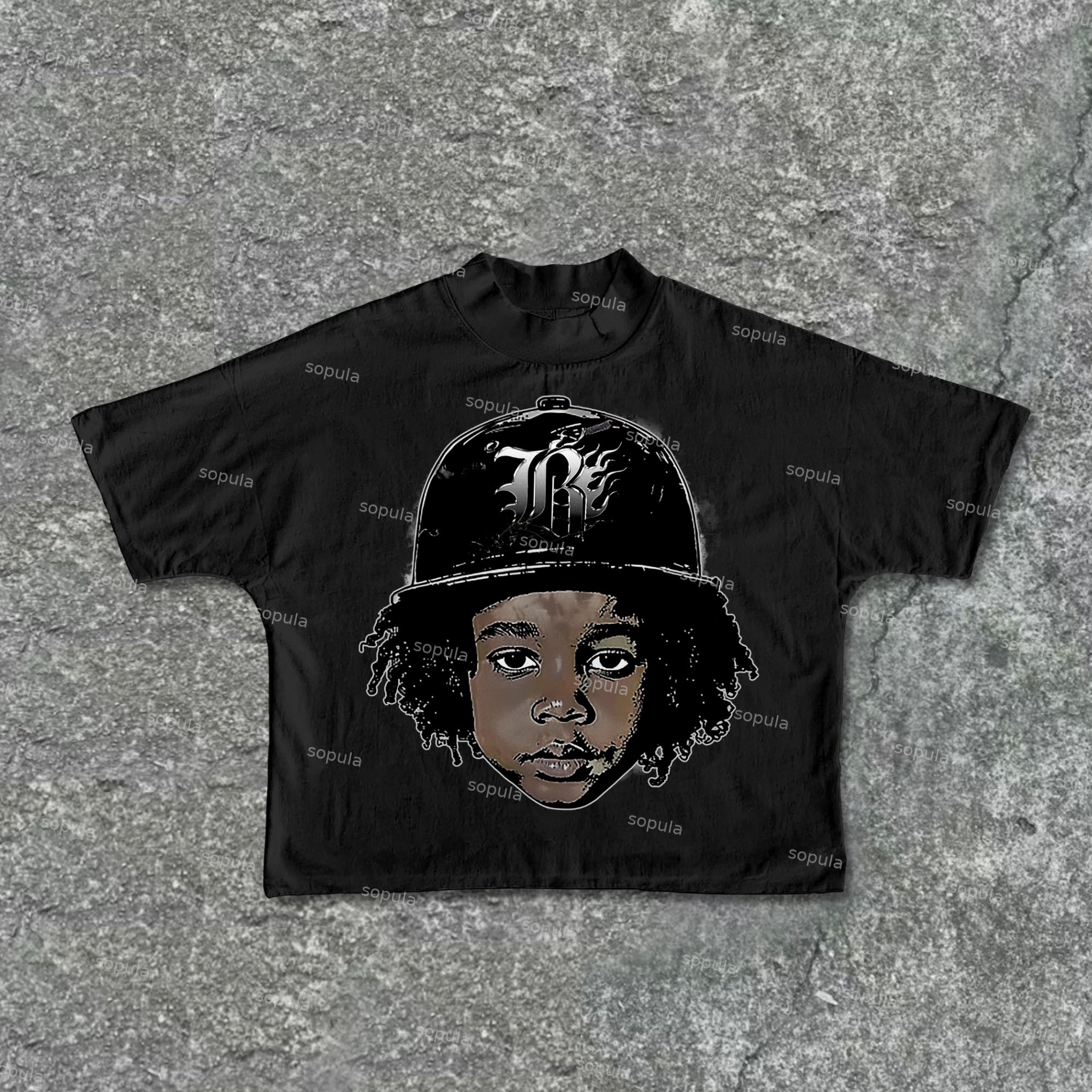 Sopula Flame Metal Letter B - Street Boy Vintage Graphic Cotton Cropped T-Shirts