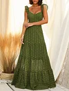 Crochet Look-Thin Puff Sleeves Maxi Dress