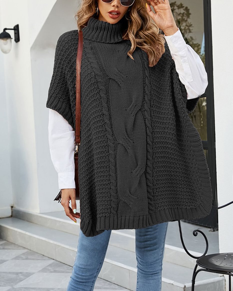 New Women's Knitwear With Turtleneck Twist Shawl For Autumn And Winter