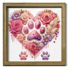 Diamond Painting Special Shaped Drill Dog Paws and Roses With Frame(22x22 CM)