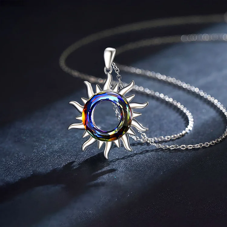 For Daughter - S925 Don't Let Anything Dim Your Shine Crystal Circle Sun Necklace