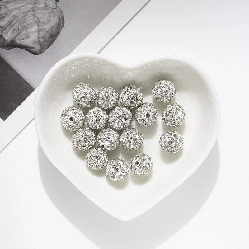 1 Piece Chinoiserie Solid Color Rhinestone Soft Clay Knitting Jewelry Accessories