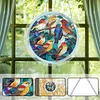 (18.5cm)DIY Acrylic Jigsaw Puzzle Window Hanging with Hanging Chain DIY Stained Glass Decoration Round Window Puzzle Decor for DIY Craft Project (Birds)
