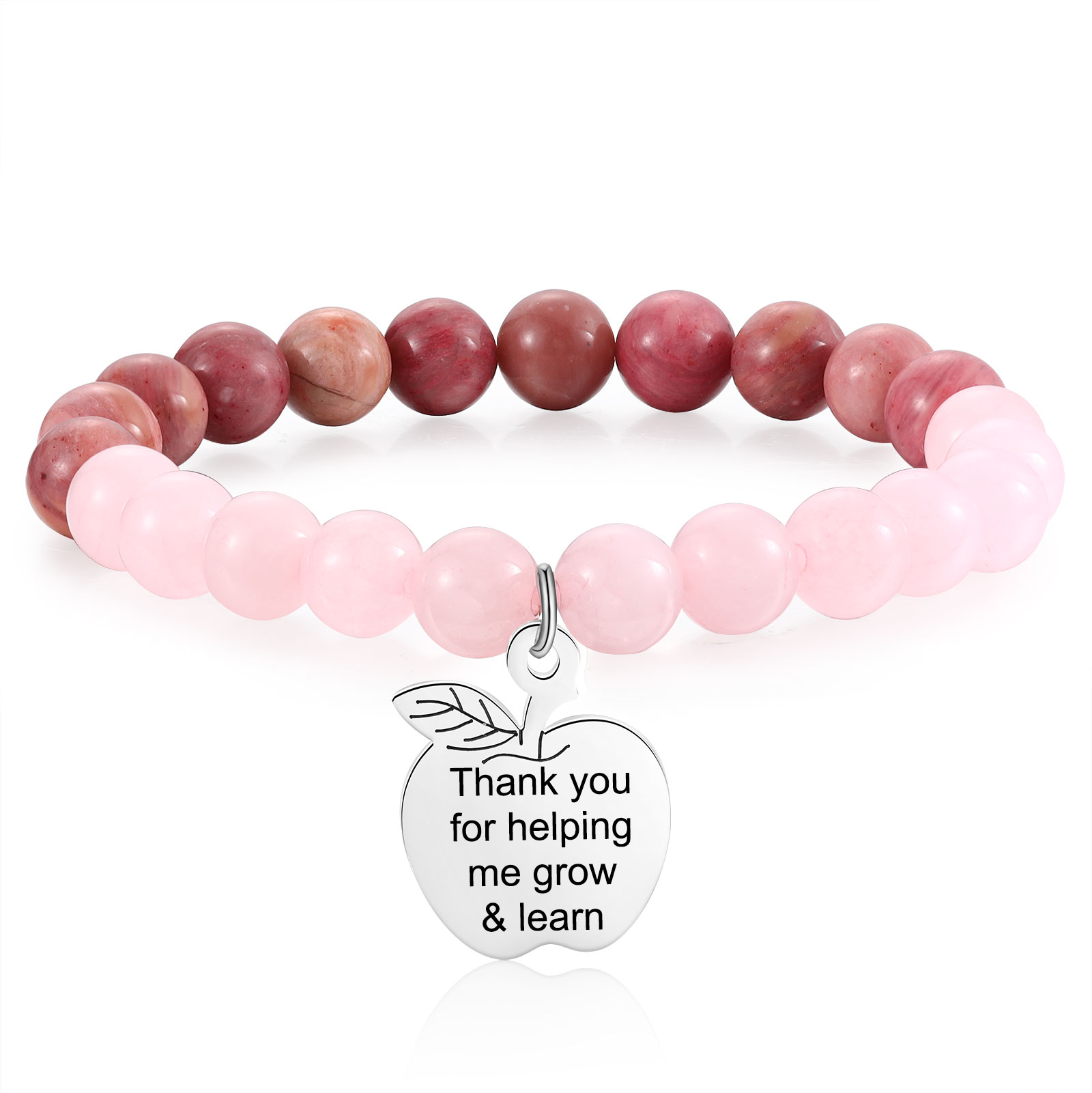 Braccialetto di pietre naturali con 1 testo personalizzato multicolori da scegliere