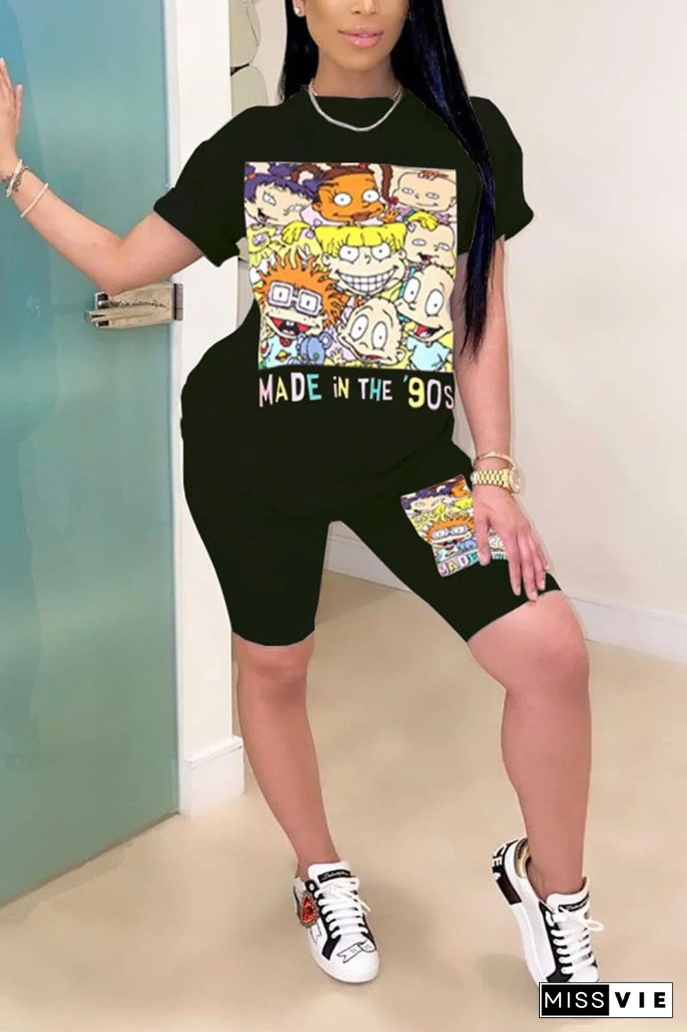Fashion Lovely Cartoon Printed Two Piece