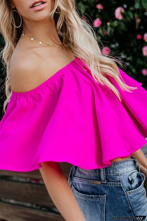 Off Shoulder Ruffles Casual Blouse Top