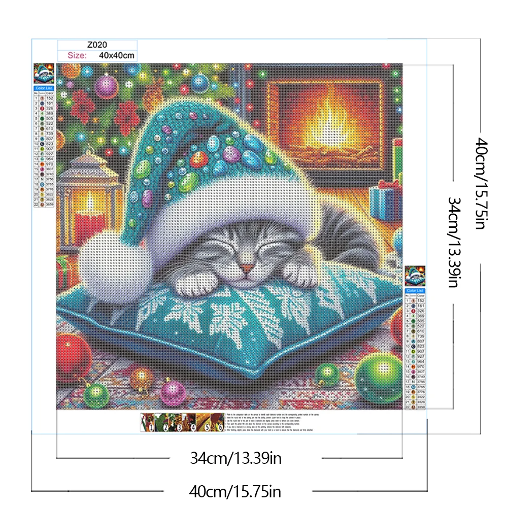 Diamond Painting - Full Round Drill - Christmas Cat(Canvas|40*40cm)