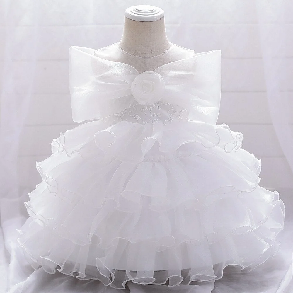 2022 Toddler Bow Baptism Baby Dress Christmas 1st Birthday Dress for Baby Girl Party Wedding Palace Evening Princess Dress 3M-5T