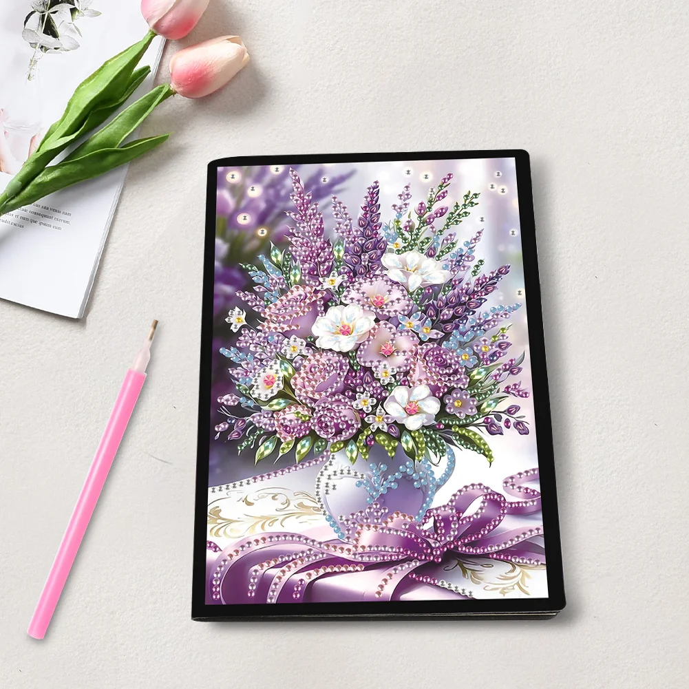 DIY Flowers Vase Special Shaped Diamond Painting Journal Notebook for Students