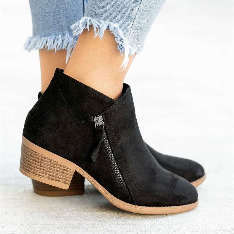 LookYno - Women's Flock Ankle Boots