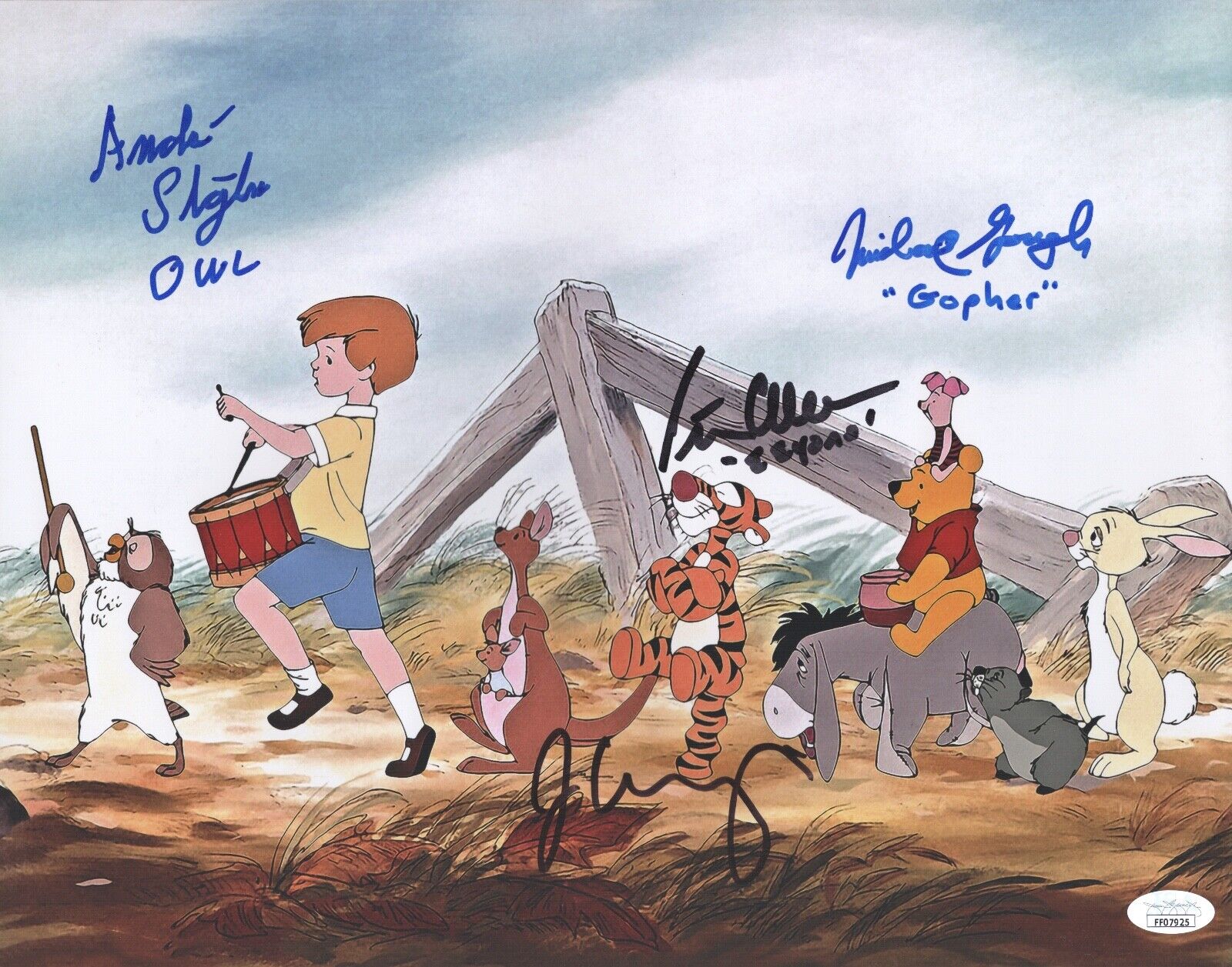 JIM CUMMINGS & PETER CULLEN Cast X4 Signed WINNIE THE POOH 11x14 Photo Poster painting JSA COA