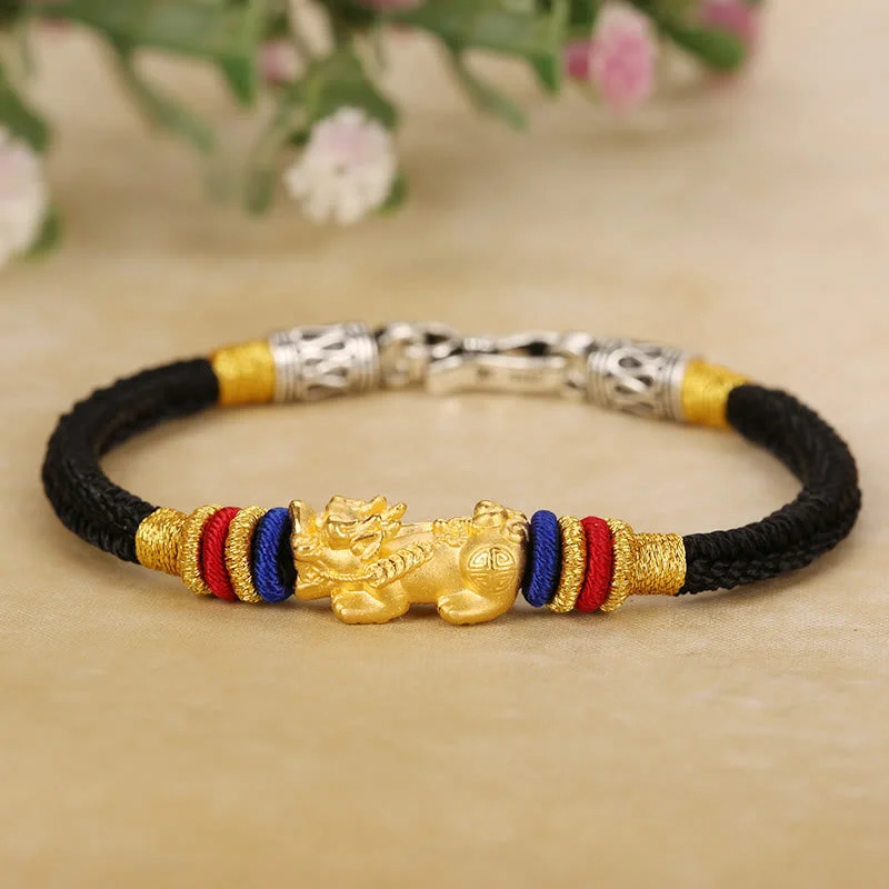 999 Gold PiXiu Om Mani Padme Hum Wealth String Braided Couple Bracelet