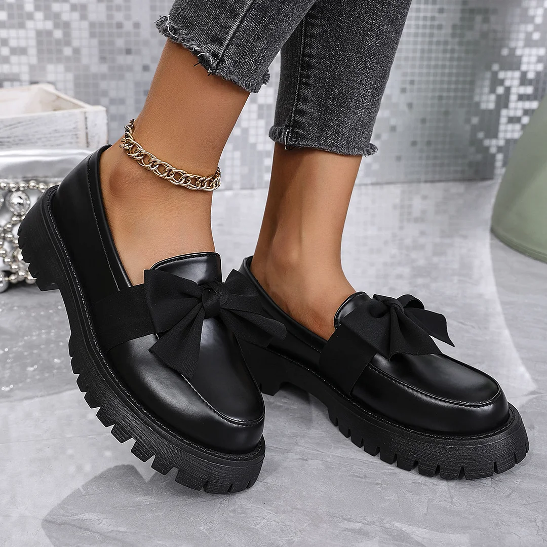 Breakj Breakj Shoes Women 2025 Spring And Autumn New Round Head British Wind Singles Women's Size One-Legged Little Leather Shoes