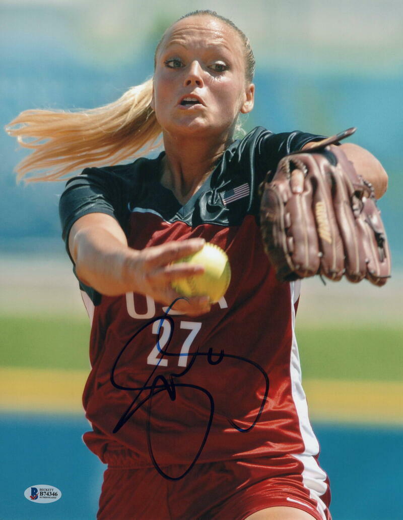 JENNIE FINCH SIGNED AUTOGRAPH 11x14 Photo Poster painting - LEGENDARY SOFTBALL OLYMPIAN, BECKETT