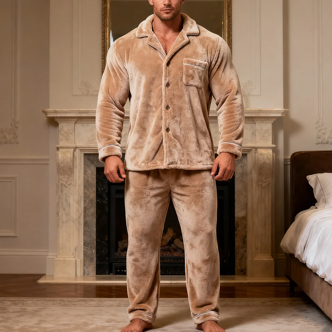 Men's Autumn/Winter Warm Christmas Daily Pajama Set-inspireuse